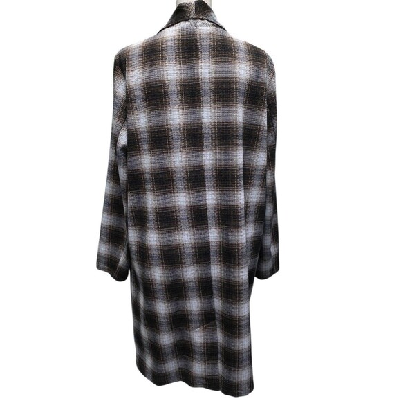 BB Dakota Steve Madden Academia Plaid Longline Blazer Jacket Brown Size L - Picture 7 of 12